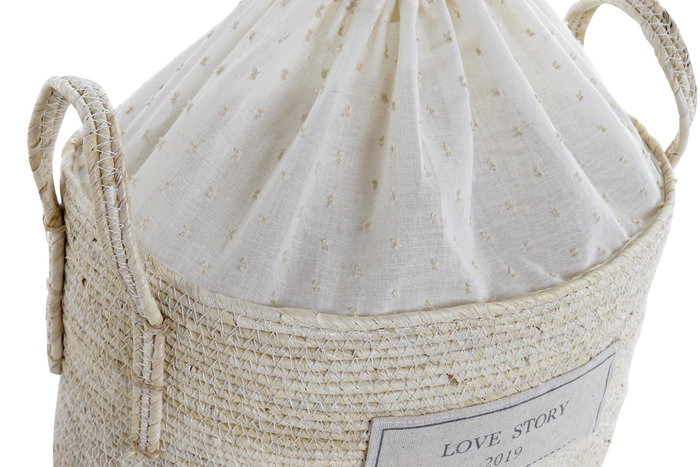 DKD Home Decor Cesta Boho Marron Claro Set de 3 Piezas Fibra y Algodón 23 x 20 x 34 cm