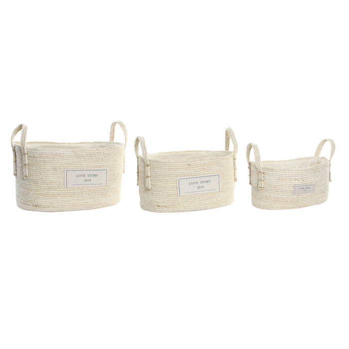 DKD Home Decor Set de 3 Cestas de Fibra de Algodón 34x23x20 Natural DKD Home Decor Set de 3 Cestas de Fibra de Algodón 34x23x20 Natural