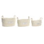 DKD Home Decor Set de 3 Cestas de Fibra de Algodón 34x23x20 Natural