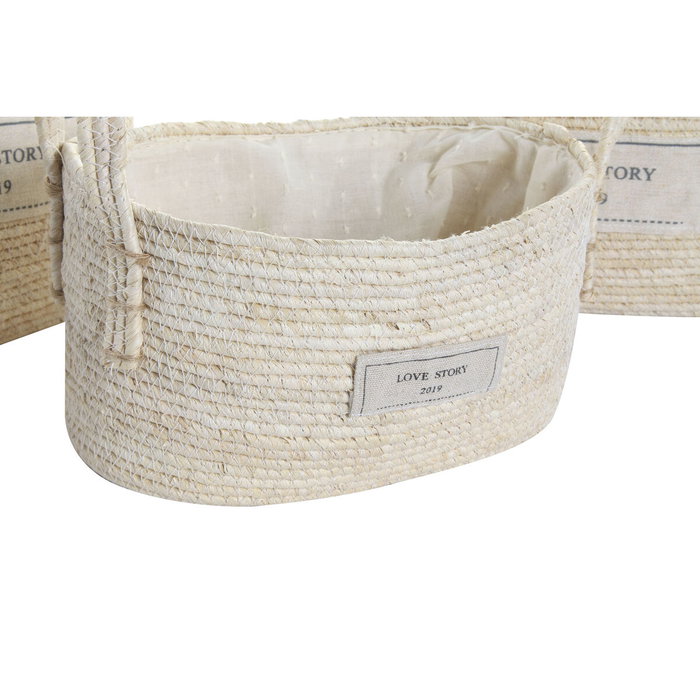 DKD Home Decor Set de 3 Cestas de Fibra de Algodón 34x23x20 Natural DKD Home Decor Set de 3 Cestas de Fibra de Algodón 34x23x20 Natural