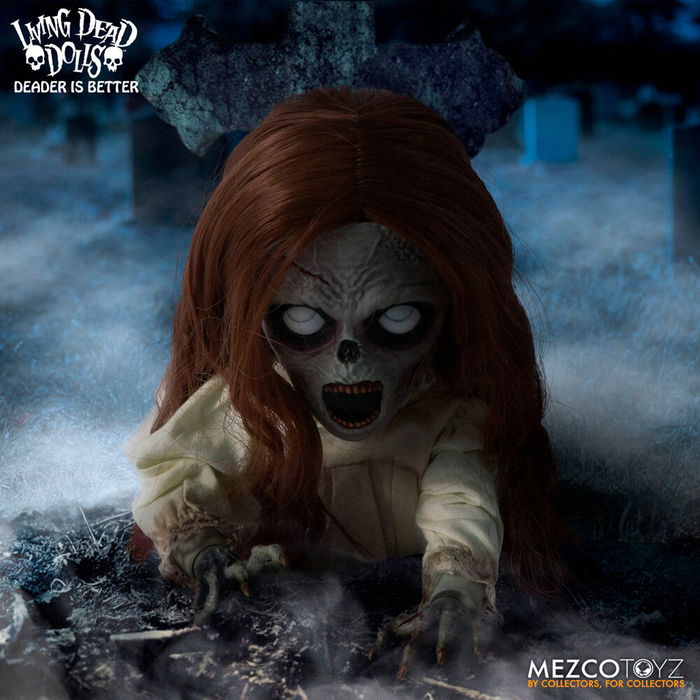 MEZCO TOYZ Muñeca Posey Living Dead Dolls 25,5cm Vestido Desgastado Ojos de Cristal 18 Puntos de Articulación Accesorios