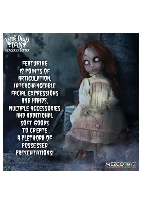 Mezco Toyz Figura Articulada Living Dead Dolls Posey de 25.5 cm con 18 Puntos de Articulación, Túnica, Placas Faciales, Manos, Rosa y Grillete