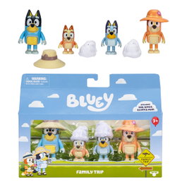 MOOSE Pack de 4 Figuras Bluey Familia Viaje
