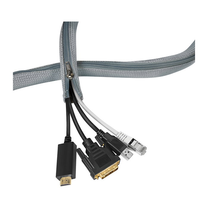 LogiLink Funda para cables con cremallera de poliéster, gris, 1 m LogiLink Funda para cables con cremallera de poliéster, gris, 1 m