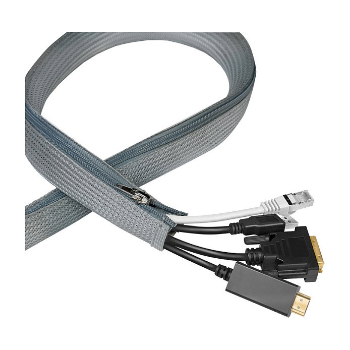 LogiLink Funda para cables con cremallera de poliéster, gris, 1 m LogiLink Funda para cables con cremallera de poliéster, gris, 1 m
