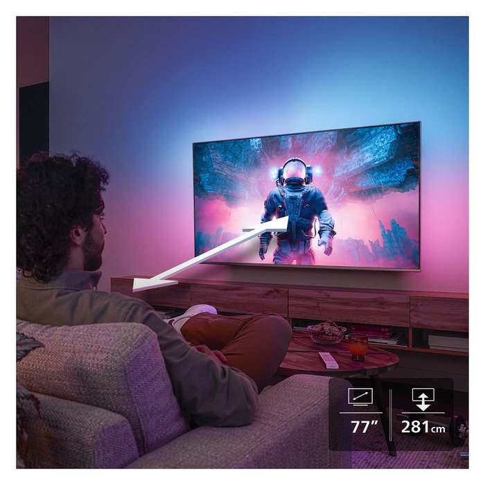 Philips 77OLED810/12 OLED TV 77" 4K Ultra HD 144Hz Smart Google TV con Ambilight, HDR10+, Dolby Vision/Atmos, 4x HDMI 2.1, para Gaming con AMD FreeSync y NVIDIA G-SYNC, Negro