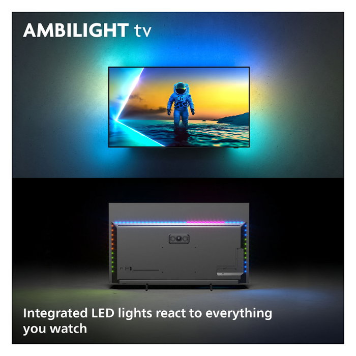 Philips 77OLED810/12 OLED TV 77" 4K Ultra HD 144Hz Smart Google TV con Ambilight, HDR10+, Dolby Vision/Atmos, 4x HDMI 2.1, para Gaming con AMD FreeSync y NVIDIA G-SYNC, Negro