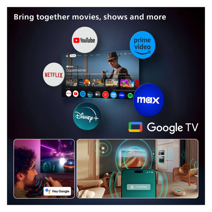 Philips 77OLED810/12 OLED TV 77" 4K Ultra HD 144Hz Smart Google TV con Ambilight, HDR10+, Dolby Vision/Atmos, 4x HDMI 2.1, para Gaming con AMD FreeSync y NVIDIA G-SYNC, Negro