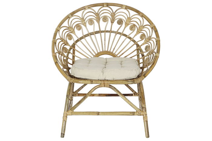 DKD Home Decor Sillon Colonial Bali 24 radhika Ratan Algodon Marron Blanco 84 x 70 x 90 cm