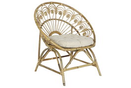 DKD Home Decor Sillon Colonial Bali 24 radhika Ratan Algodon Marron Blanco 84 x 70 x 90 cm