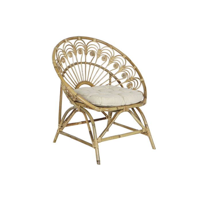 DKD Home Decor Sillón de Ratán y Algodón con Cojín Natural DKD Home Decor Sillón de Ratán y Algodón con Cojín Natural