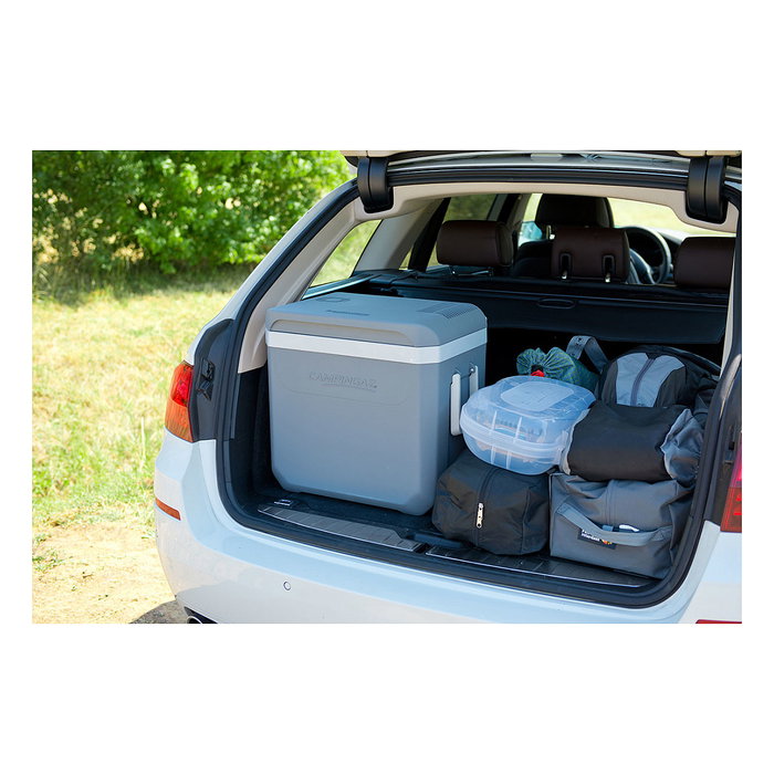 CAMPINGAZ Powerbox Plus Nevera Portátil Termoeléctrica 36L, Enfriamiento 22°C, 12V Coche, Asa, Antimicrobiana, Gris