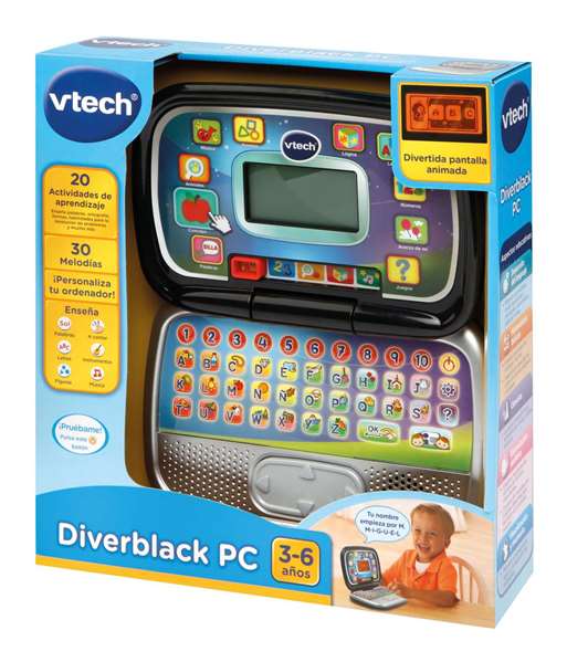 Vtech Ordenador Diverblack con Voz y Música, Pantalla Interactiva y 20 Actividades, Juguete Educativo para Niños de 3 a 6 Años, 5,5x24x16 cm Vtech Ordenador Diverblack con Voz y Música, Pantalla Interactiva y 20 Actividades, Juguete Educativo para Niños de 3 a 6 Años, 5,5x24x16 cm