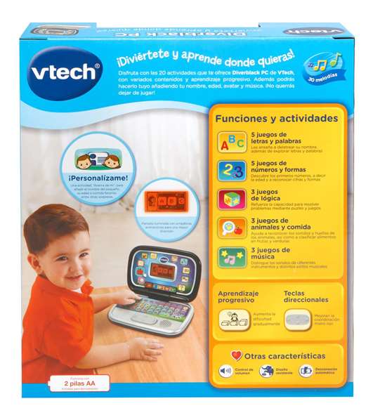Vtech Ordenador Diverblack con Voz y Música, Pantalla Interactiva y 20 Actividades, Juguete Educativo para Niños de 3 a 6 Años, 5,5x24x16 cm Vtech Ordenador Diverblack con Voz y Música, Pantalla Interactiva y 20 Actividades, Juguete Educativo para Niños de 3 a 6 Años, 5,5x24x16 cm