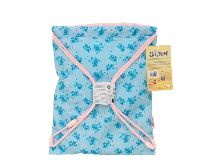 Bolsa Mochila con Cuerdas Lilo & Stitch Ohana Azul Rosa 26 x 34 x 1 cm