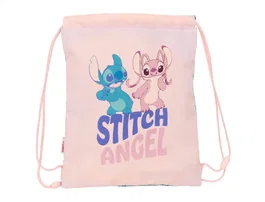 Bolsa Mochila con Cuerdas Lilo & Stitch Ohana Azul Rosa 26 x 34 x 1 cm
