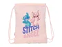 Bolsa Mochila con Cuerdas Lilo & Stitch Ohana Azul Rosa 26 x 34 x 1 cm