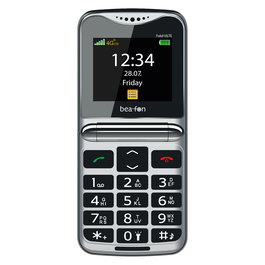 Bea-fon Fold10 LTE Teléfono plegable para personas mayores con pantalla externa 1.44", 4G, Bluetooth, cámara, radio FM, color negro y plata