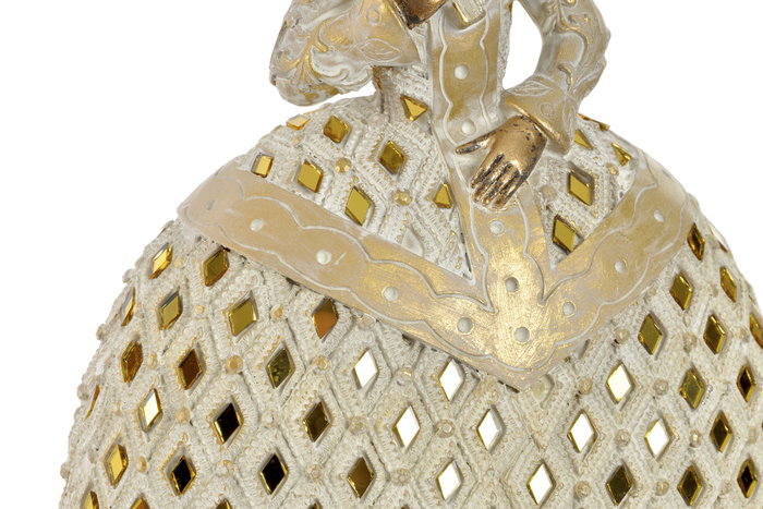 DKD Home Decor Figura Tradicional Beige Dorado Resina Espejo 13 x 23 x 18 cm (3 Unidades)