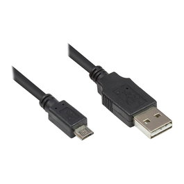 Alcasa 2510-EUM005 Cable USB 2.0 A Micro B Macho-Macho 0.5m Negro, Velocidad 480 Mbps