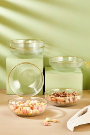 Hermia Set de 6 Cuencos de Vidrio Transparente 15 cm Elegantes y Duraderos para Cocina y Mesa