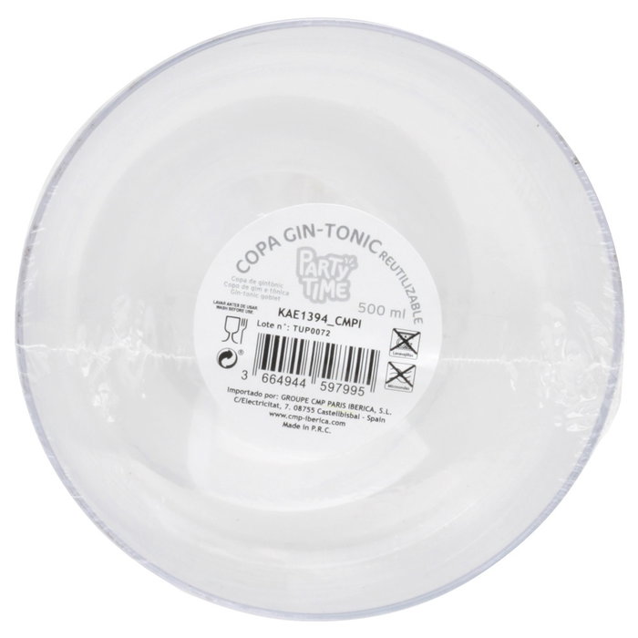 Party Time Copa Gin-Tonic 500 Ml Reutilizable para Fiestas