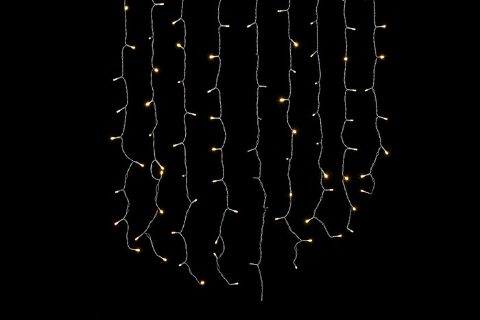 DKD Home Decor Cortina de Luces LED Blanco Cálido 200x200 cm, 300 Bombillas