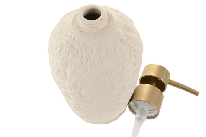 DKD Home Decor Dosificador de Gres y ABS Símil Piedra Beige y Dorado
