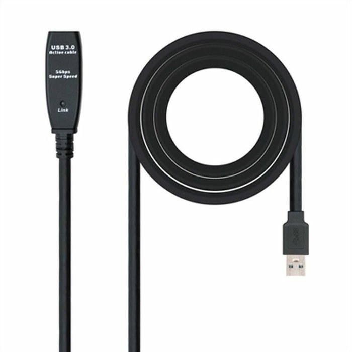 Nanocable Cable USB 3.0 Prolongador con Amplificador, Tipo A Macho a A Hembra, 5m, Negro