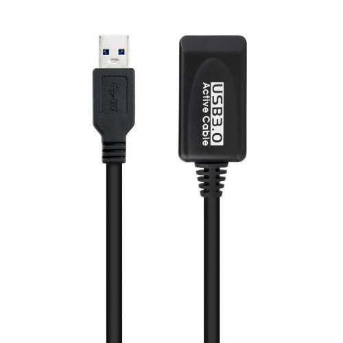 Nanocable Cable USB 3.0 Prolongador con Amplificador, Tipo A Macho a A Hembra, 5m, Negro