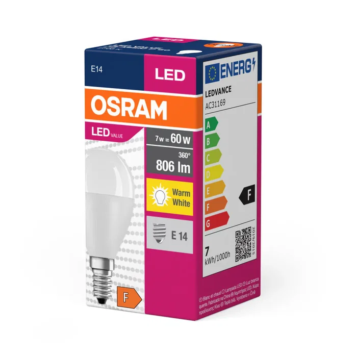 Ledvance Bombilla LED Classic E14 7W 806Lm 2700K Cálida Luz Bola Pequeña IP20 Ledvance Bombilla LED Classic E14 7W 806Lm 2700K Cálida Luz Bola Pequeña IP20