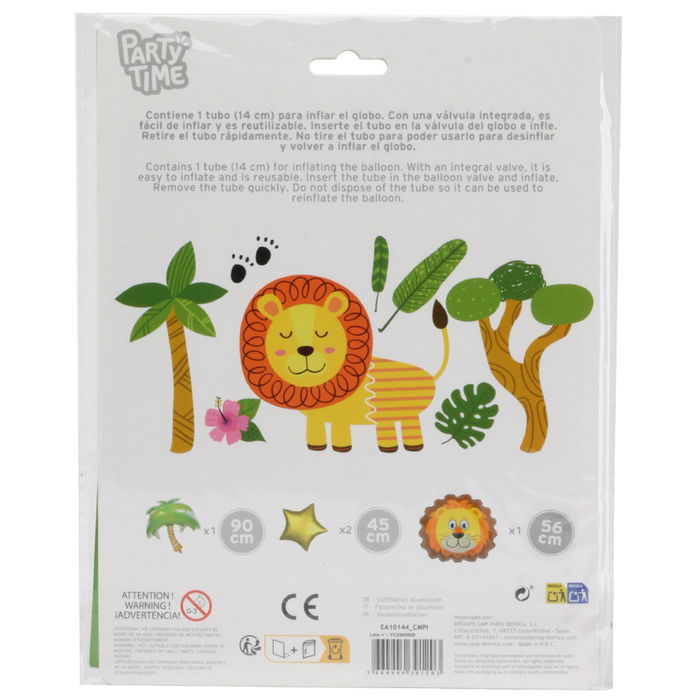 Party Time Juego De 4 Globos Tema Sabana Estrella Palmera León