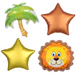 Party Time Juego De 4 Globos Tema Sabana Estrella Palmera León