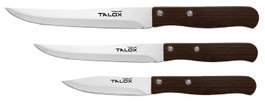 TALOX Pack de 3 Cuchillos de Acero Inoxidable Mango Wenge