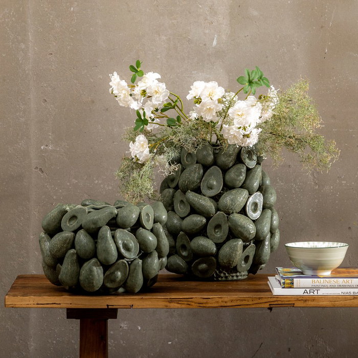 Jarrón Verde Cerámica Decoración 31,50 X 31,50 X 23 cm