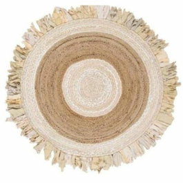 DKD Home Decor Alfombra Algodón y Yute 140x140x1 cm con Flecos