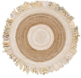 DKD Home Decor Alfombra Kaula Tropical Algodon Yute Marron Beige 140 x 140 cm