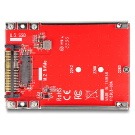 DeLOCK Convertidor U.3 SFF-8639 a M.2 NVMe Key M - 7 mm, Rojo