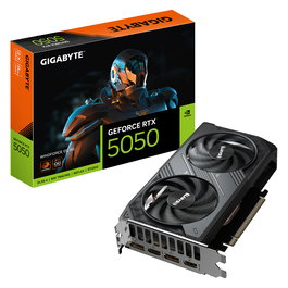 Gigabyte GeForce RTX 5050 WINDFORCE OC 8GB GDDR6 Tarjeta Gráfica - GV-N5050WF2OC-8GD, 8 GB, 128 bit, PCIe 5.0, 2587 MHz, 2x DP, 2x HDMI, DLSS 4, 2 Ventiladores