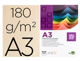 Liderpapel Cartulina A3 180g/m2 Crema Paquete de 100 Hojas