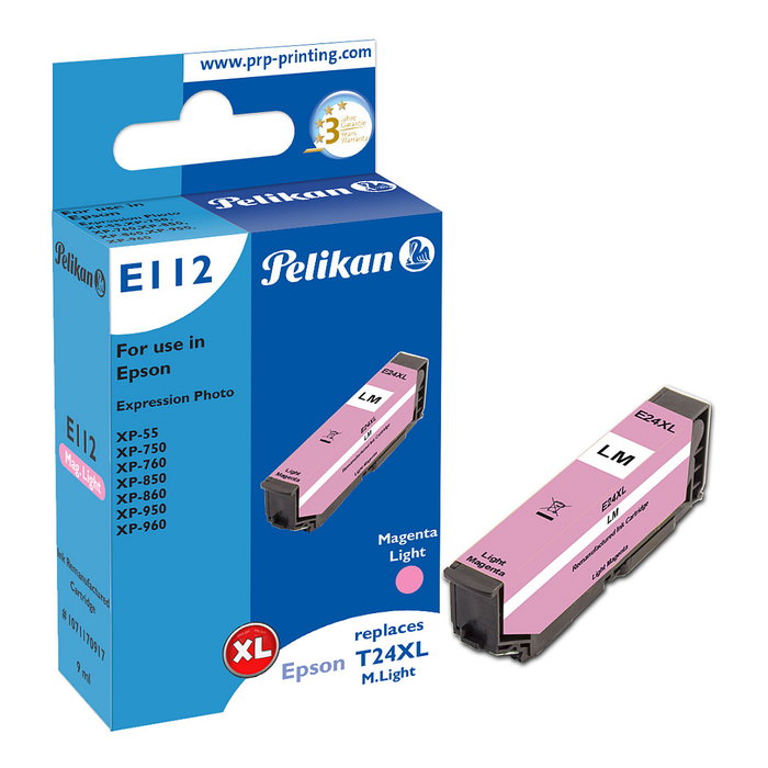 Pelikan E112 Cartucho de tinta compatible Magenta claro XL Pelikan E112 Cartucho de tinta compatible Magenta claro XL