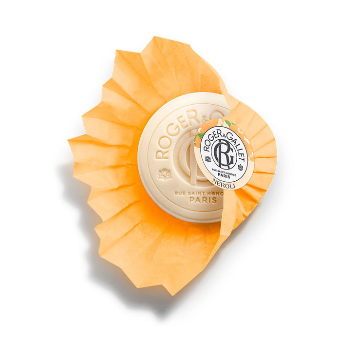 Roger & Gallet Jabón Perfumado Néroli 100 g, Notas Florales de Flor del Naranjo, Pastilla Redonda Iconica para Baño