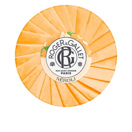 Roger & Gallet Jabón Perfumado Néroli 100 g, Notas Florales de Flor del Naranjo, Pastilla Redonda Iconica para Baño