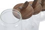 DKD Home Decor Bote Transparente Natural Cristal y Acacia 9 x 28 x 9 cm Set de 4 1,3l