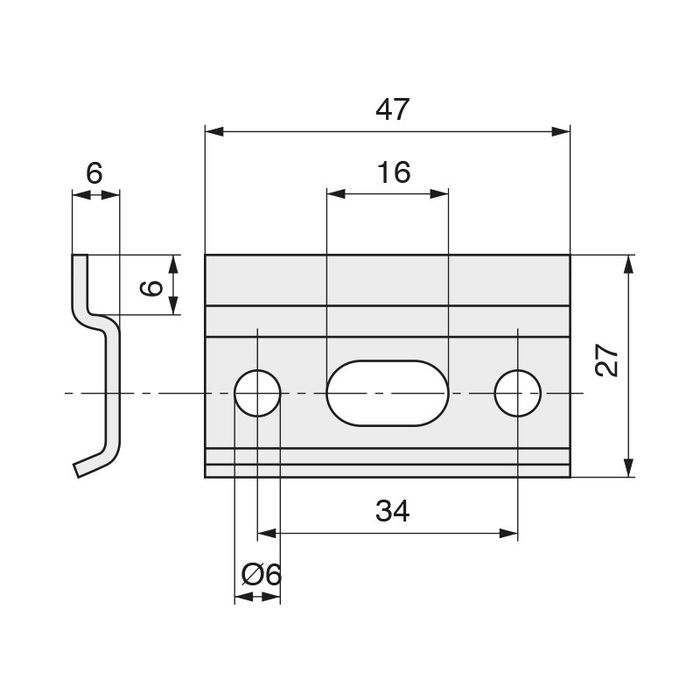 HERRAJES ALK H27 L47 Placa Colgador Mueble Cocina Galvanizado
