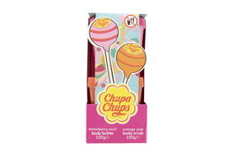 Chupa Chups Body Scrub Duo: 220g Shower Scrub Orange + 220g Body Butter Strawberry