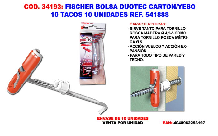 FISCHER Taco DuoTec 10k para tornillos de 4,5-5 mm (10 unidades) FISCHER Taco DuoTec 10k para tornillos de 4,5-5 mm (10 unidades)