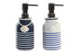 DKD Home Decor Dosificador de Gres Surtido 2 Piezas Blanco y Azul Marino