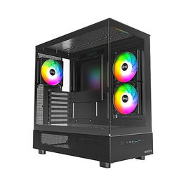 Montech XR TG Caja de PC Torre Negra ATX, micro ATX, Mini-ITX con Iluminación y Filtro Anti-polvo