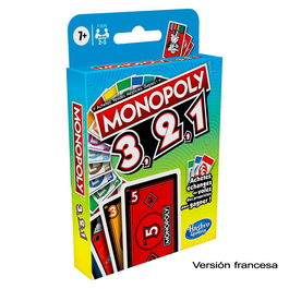 Hasbro Gaming Juego Cartas Monopoly 3,2,1 F1699, Juego de Cartas Rápido en Francés para +8 Años